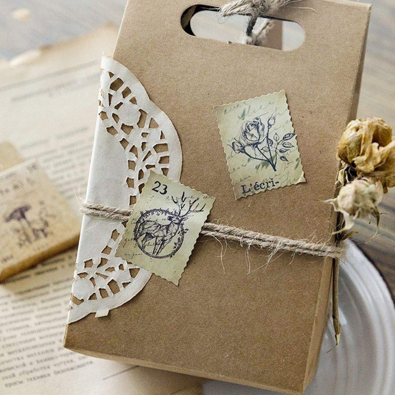 EORTA 138 Pcs/3 Sets Post Stamp Stickers Retro Cute Plants/Animals Decorative Sticker Square Adhesive Sticker Envelope/Bag Seal by EORTA for Diary Planner Bottles Scrapbook DIY Craft Gift, Forest Theme - Image 4